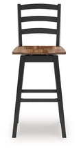 Load image into Gallery viewer, Wildenauer - Tall Swivel Barstool (Set of 2) - Brown / Black