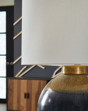 Load image into Gallery viewer, Adara - Metal Table Lamp - Blue / Gold Finish