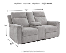Load image into Gallery viewer, Barnsana - Dbl Power Reclining Loveseat with Console - Ash
