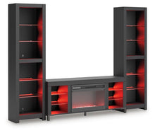 Load image into Gallery viewer, Cayberry - 3-Piece Entertainment Center With Electric Fireplace - Black
