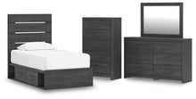 Load image into Gallery viewer, Hollivern - 4 Pc. - Twin Panel Storage Bed, Dresser, Mirror And Chest - Dark Gray
