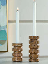 Load image into Gallery viewer, Emsleyfield - Candle Holder Set (Set of 2) - Tan