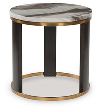 Load image into Gallery viewer, Jazmore - Round End Table - Brown / Brass Finish
