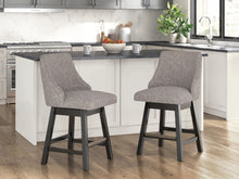 Load image into Gallery viewer, Neymorton - Upholstered Swivel Barstool (Set of 2) - Dark Grayish Brown