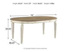 Load image into Gallery viewer, Realyn - Oval Dining Room Extension Table - Chipped White