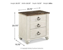 Load image into Gallery viewer, Willowton - Two Drawer Night Stand - Brown / Beige / White