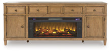 Load image into Gallery viewer, Sharlance - 81" TV Stand With Electric Infrared Fireplace Insert - Light Brown