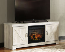 Load image into Gallery viewer, Bellaby - 63" TV Stand With Faux Firebrick Fireplace Insert - Whitewash