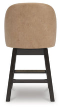 Load image into Gallery viewer, Neymorton - Upholstered Swivel Faux Leather Barstool (Set of 2) - Dark Grayish Brown