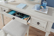 Load image into Gallery viewer, Robbinsdale - Mirrored Vanity With Stool - Antique White