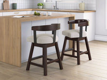 Load image into Gallery viewer, Haddigan - Upholstered Swivel Barstool (Set of 2) - Dark Brown