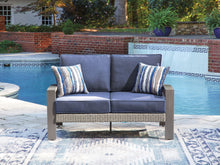 Load image into Gallery viewer, Half Moon Beach - Loveseat With Cushion - Blue / Gray