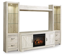 Load image into Gallery viewer, Bellaby - Entertainment Center - TV Stand With Faux Firebrick Fireplace Insert - Whitewash