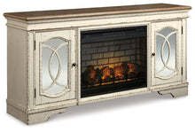 Load image into Gallery viewer, Realyn - 2 Pc. - 74" TV Stand with Electric Infrared Fireplace Insert - Chipped White