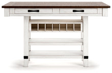 Load image into Gallery viewer, Valebeck - Rect Dining Room Counter Table With Wine Rack - White / Brown