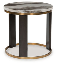 Load image into Gallery viewer, Jazmore - Round End Table - Brown / Brass Finish