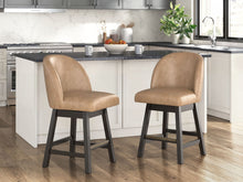 Load image into Gallery viewer, Neymorton - Upholstered Swivel Faux Leather Barstool (Set of 2) - Dark Grayish Brown