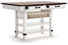 Load image into Gallery viewer, Valebeck - Rect Dining Room Counter Table With Wine Rack - White / Brown