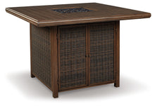 Load image into Gallery viewer, Paradise Trail - Square Bar Table w/Fire Pit - Medium Brown