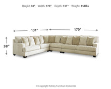 Load image into Gallery viewer, Rawcliffe - Left Arm Facing Sofa 4 Pc Sectional - Parchment