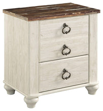 Load image into Gallery viewer, Willowton - Two Drawer Night Stand - Brown / Beige / White