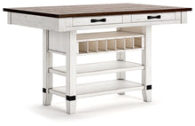 Load image into Gallery viewer, Valebeck - Rect Dining Room Counter Table With Wine Rack - White / Brown
