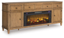 Load image into Gallery viewer, Sharlance - 81" TV Stand With Electric Infrared Fireplace Insert - Light Brown