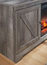 Load image into Gallery viewer, Wynnlow - 63" TV Stand With Glass/Stone Fireplace Insert - Gray