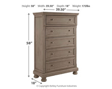 Load image into Gallery viewer, Lettner - Five Drawer Chest - 2-handles - Light Gray