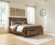 Load image into Gallery viewer, Zackaryn - King Sleigh Storage Bed - Warm Brown