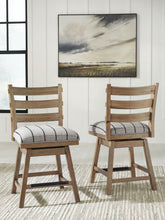 Load image into Gallery viewer, Ridgester - Upholstered Swivel Barstool (Set of 2) - Light Brown