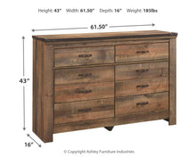Load image into Gallery viewer, Trinell - Six Drawer Dresser - 61.34" x 15.98" x 42.99" - Brown Dark