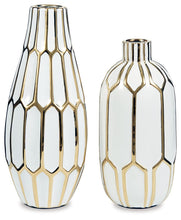 Load image into Gallery viewer, Mohsen - Vase Set (Set of 2) - Gold Finish / White