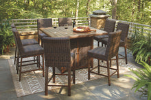 Load image into Gallery viewer, Paradise Trail - Square Bar Table w/Fire Pit - Medium Brown