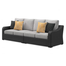 Load image into Gallery viewer, Beachcroft - 2-Piece Outdoor Loveseat with Cushion - Black / Light Gray