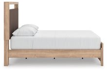 Load image into Gallery viewer, Kinlanni - 3 Pc. - Queen Upholstered Panel Bed With Roll Slats, Dresser And Mirror - Tan