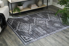 Load image into Gallery viewer, Arloman - 5' x 7' Rug - Black / Cream / Gray