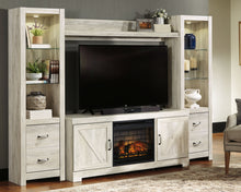 Load image into Gallery viewer, Bellaby - Entertainment Center - TV Stand With Faux Firebrick Fireplace Insert - Whitewash