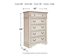 Load image into Gallery viewer, Realyn - Five Drawer Chest - White / Brown / Beige