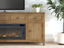 Load image into Gallery viewer, Sharlance - 81" TV Stand With Electric Infrared Fireplace Insert - Light Brown