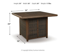 Load image into Gallery viewer, Paradise Trail - Square Bar Table w/Fire Pit - Medium Brown