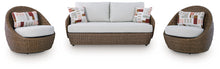 Load image into Gallery viewer, Double Point - Loveseat, Swivel Chairs Set (Set of 3) - Beige