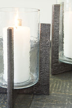 Load image into Gallery viewer, Garekton - Candle Holder Set (Set of 2) - Clear / Pewter Finish