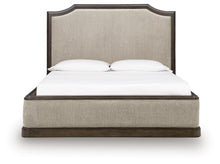 Load image into Gallery viewer, Wickenger - King Upholstered Panel Bed - Dark Brown