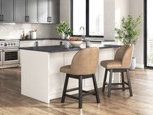 Load image into Gallery viewer, Neymorton - Upholstered Swivel Faux Leather Barstool (Set of 2) - Dark Grayish Brown