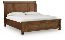 Load image into Gallery viewer, Zackaryn - King Sleigh Storage Bed - Warm Brown