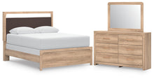 Load image into Gallery viewer, Kinlanni - 3 Pc. - Queen Upholstered Panel Bed, Dresser And Mirror - Tan