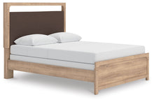 Load image into Gallery viewer, Kinlanni - 3 Pc. - Queen Upholstered Panel Bed, Dresser And Mirror - Tan