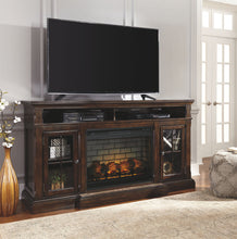 Load image into Gallery viewer, Roddinton - 2 Pc. - 74" TV Stand with Electric Infrared Fireplace Insert - Dark Brown