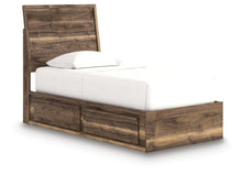 Load image into Gallery viewer, Chirason - 3 Pc. - Twin Panel Bed With Storage, Dresser And Mirror - Brown